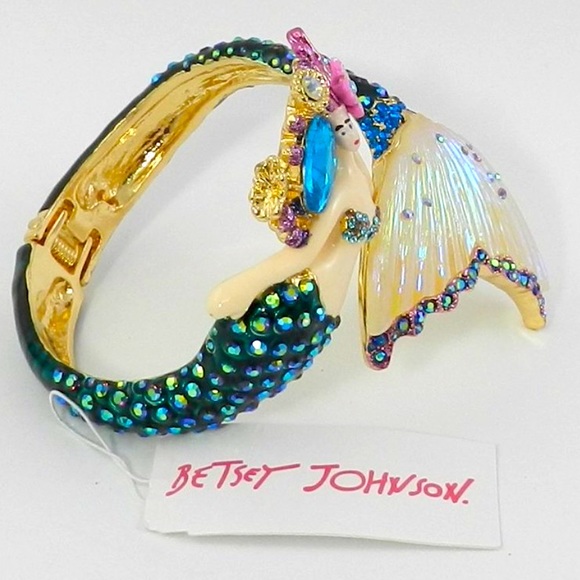 New Betsey Johnson Mermaid Hinged Bangle Bracelet - Picture 5 of 14